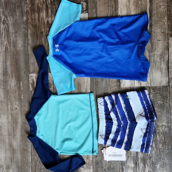 Baby Toddler Swim LOT Under Armour Swim Suit Carter's Swim Top Handmade Shorts - Picture 3 of 12